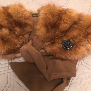 Vintage Fur Collar wrap with Bow tie